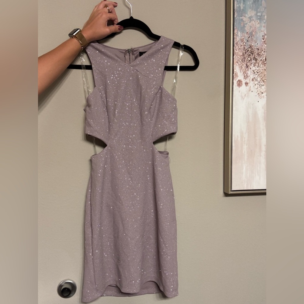 Speechless Glittering Lavender Backless Dress